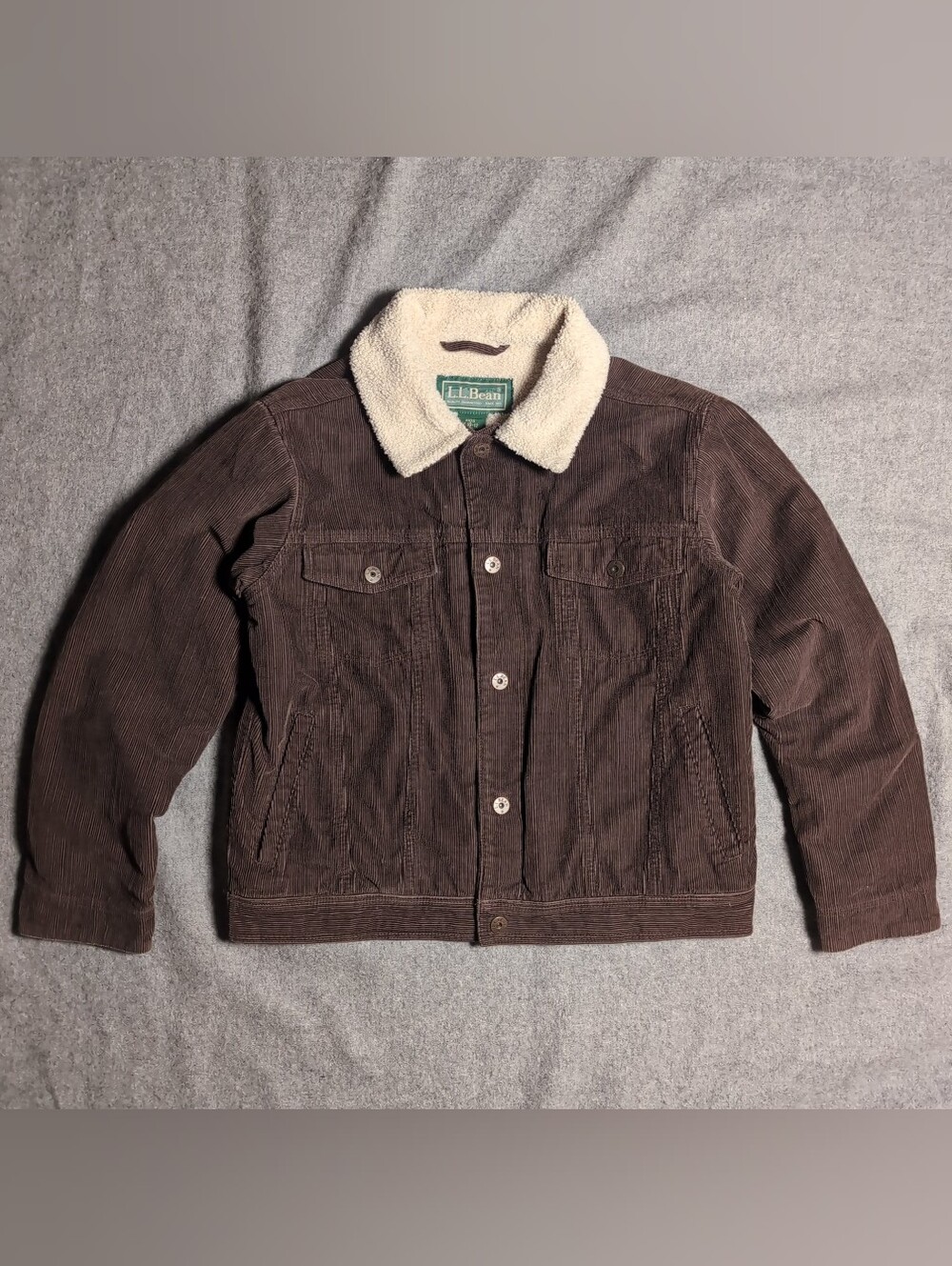 Vintage L.L. Bean Teen Chocolate Corduroy Sherpa-Lined Jacket Size M 10-12 Fall
